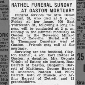Bessie Rathel Obituary 