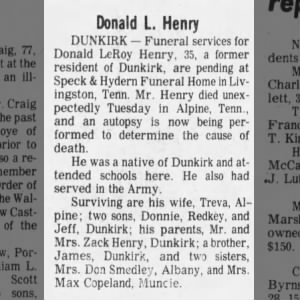 Obituary for Donald Le Roy Henry