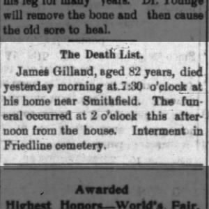 Obituary for  Gilland